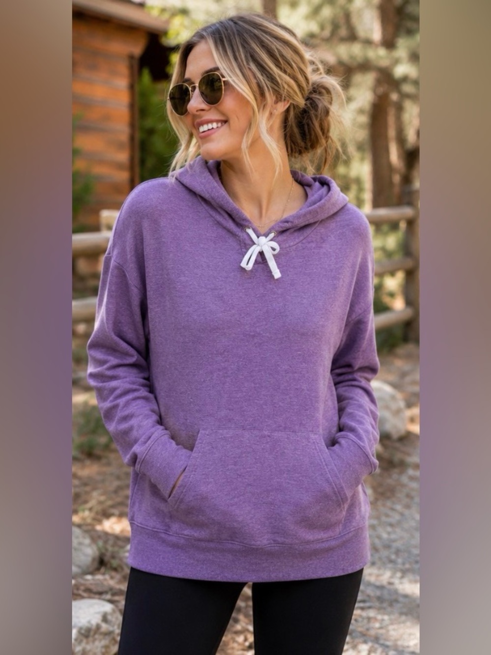 Buffalo David Bitton Purple Super Soft Fleece Hoodie Kangaroo Pocket Small